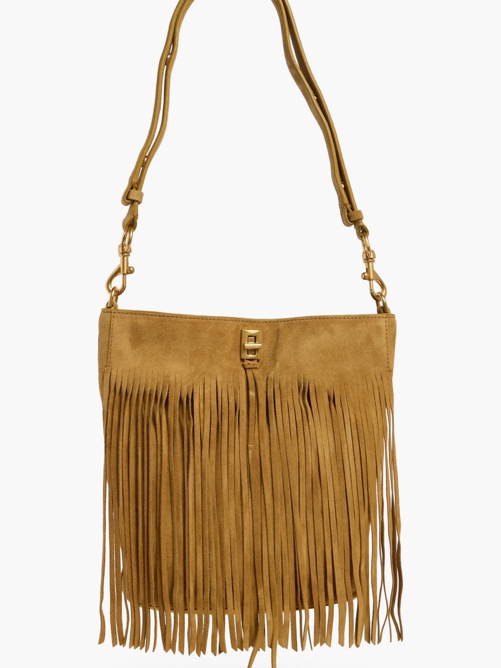 Rebecca Minkoff Fringed Suede Shoulder Bag in Tan